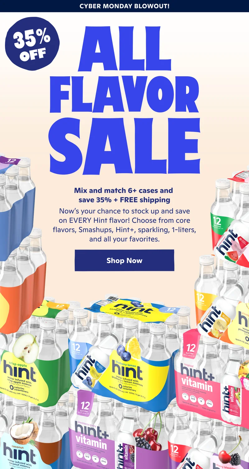 All Flavor Sale: Mix & match 6+ cases and save 35% + FREE shipping