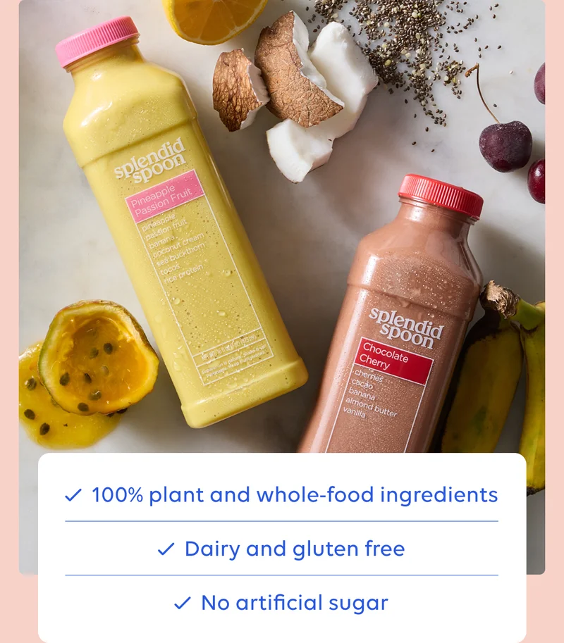 100% plant and whole food ingredients, dairy and gluten free, no artiicial sugar