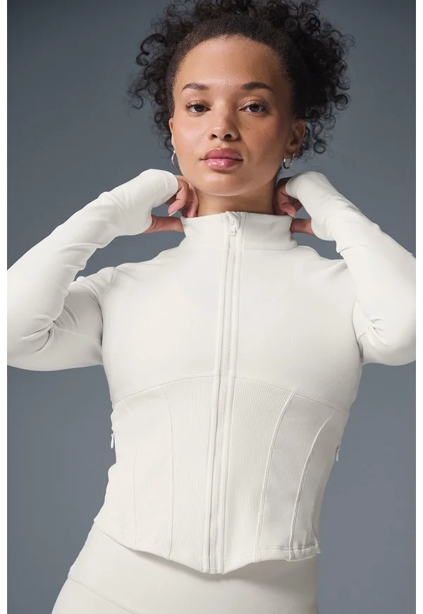 Airbrush Corset Full Zip Jacket - Ivory - Ivory / XXS