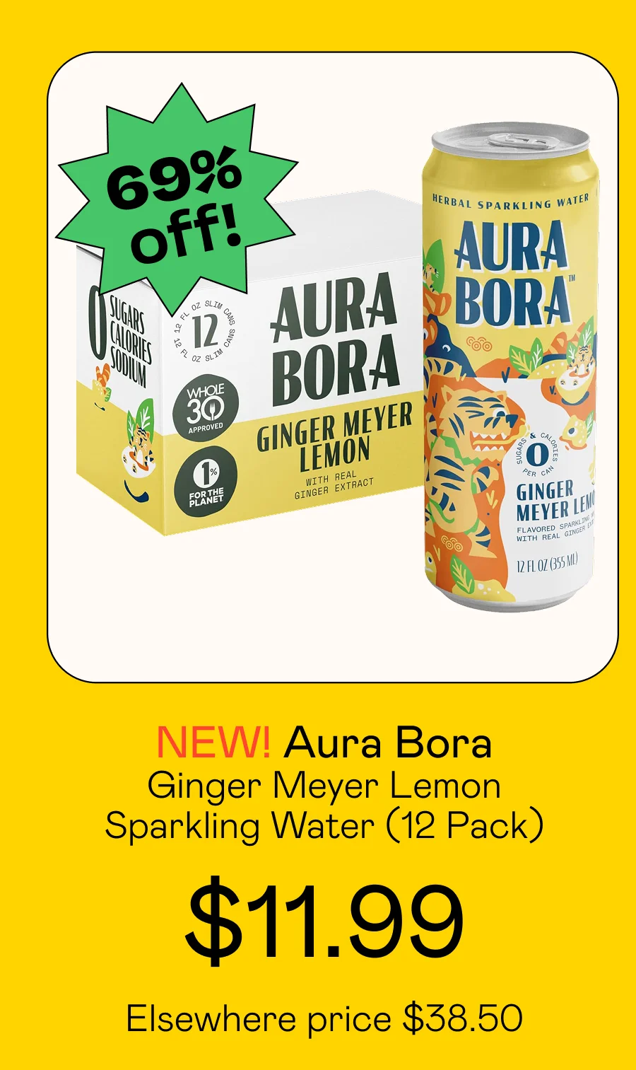 Ginger Meyer Lemon Sparkling Water (12 Pack)