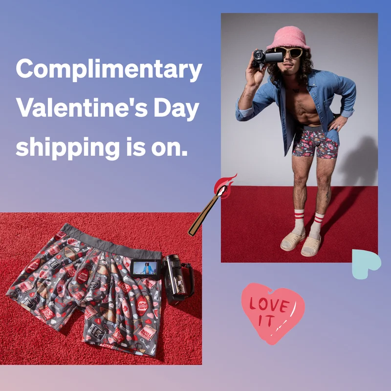 Complimentary Valentine's Day shipping is on.