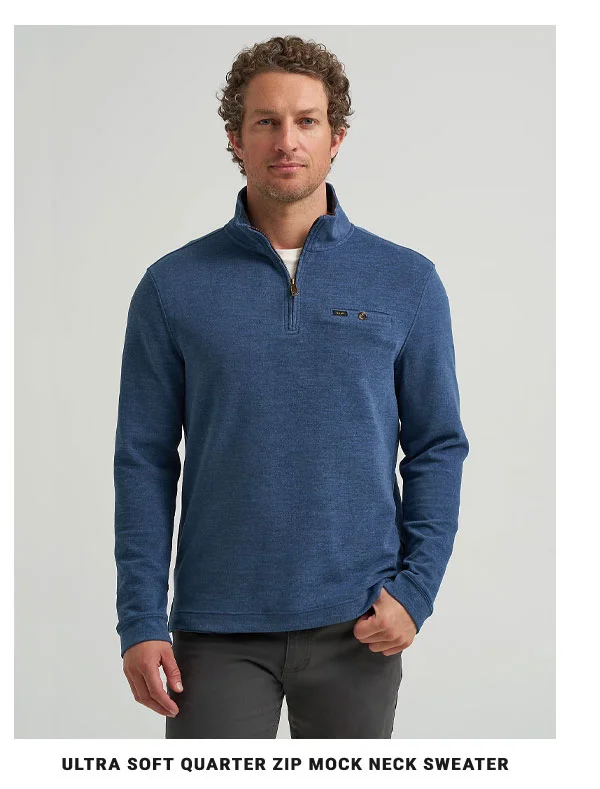 Men's Ultra Soft Quarter Zip Mock Neck Sweater