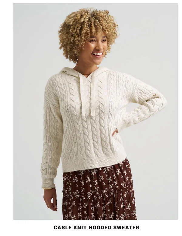 Women's Cable Knit Hooded Sweater