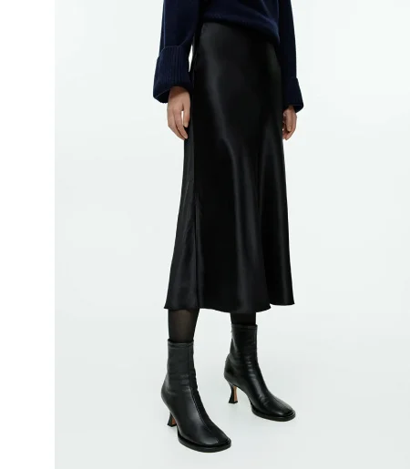 Bias-Cut Satin Skirt