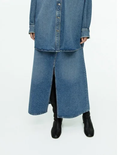 Denim maxi skirt