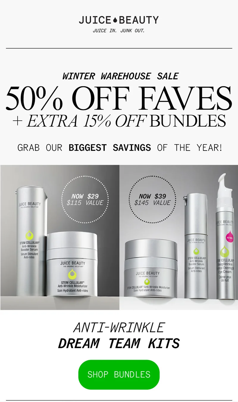 Winter Warehouse Sale: 50% Off Favorites + 15% Off Bundles