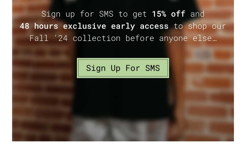Sign up for SMS to get 15% off and 48 hours exclusive early access to shop our Fall '24 collection before anyone else...