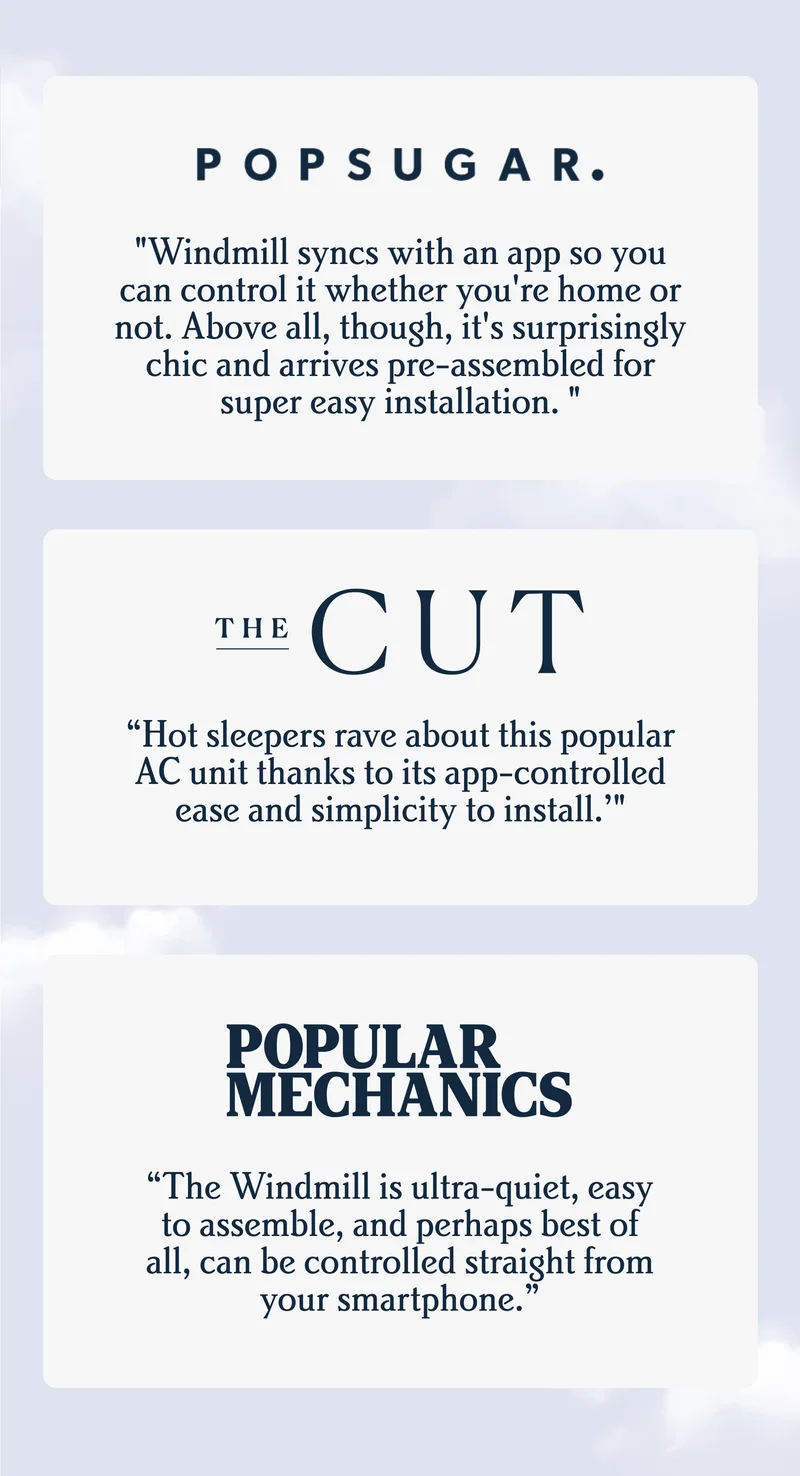 "Windmill syncs with an app so you can control it whether you're home or not. Above all, though, it's surprisingly chic and arrives pre-assembled for super easy installation. "