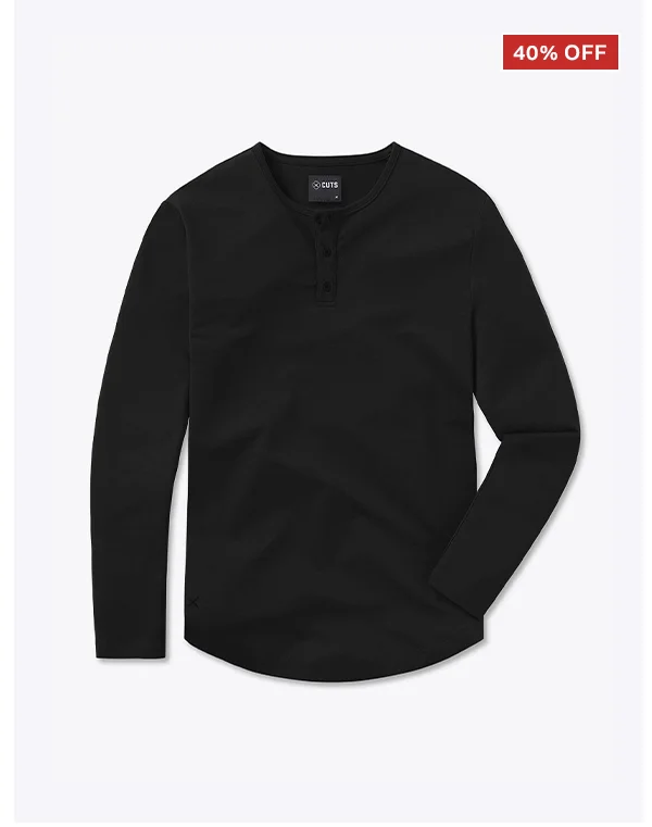 Black AO Long Sleeve Henley