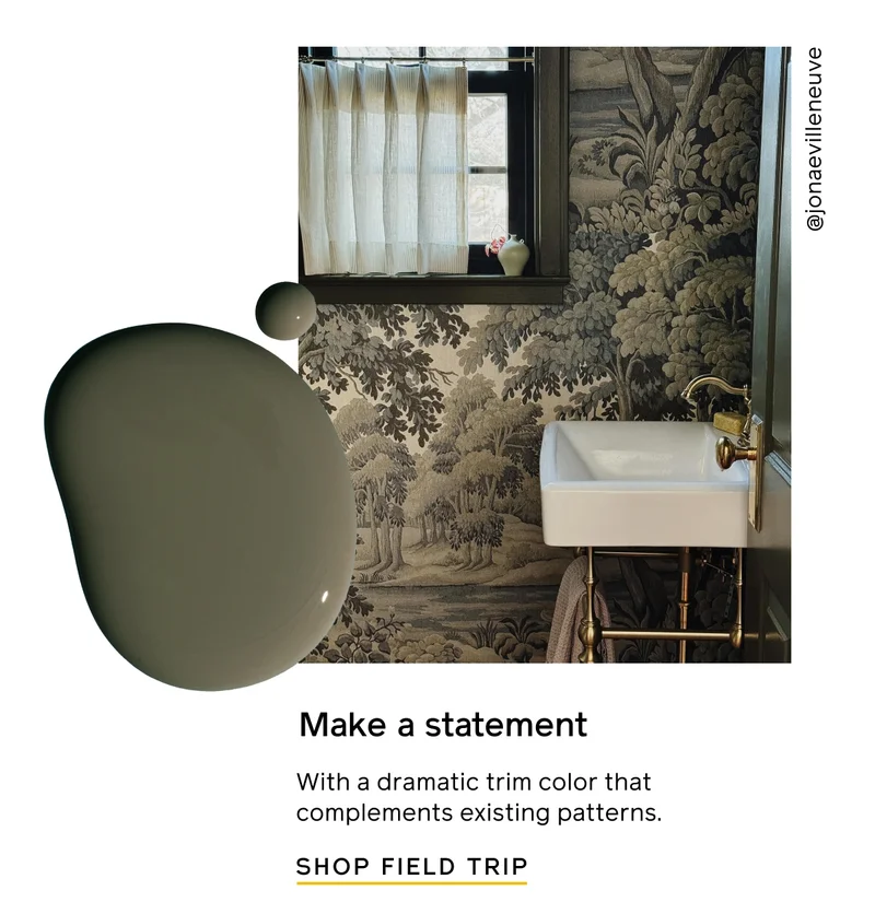 Make a statement with a dramatic trim color that complements existing patterns. SHOP FIELD TRIP