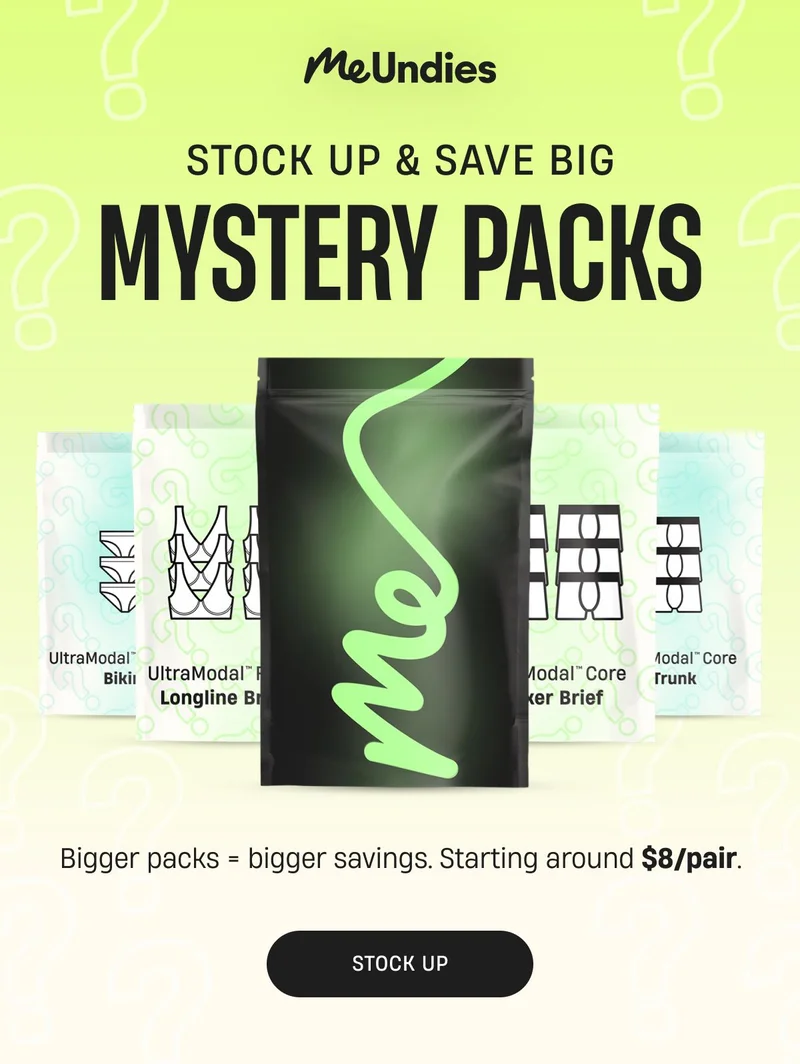 MeUndies | Stock Up & Save Big | Mystery Packs | Stock Up