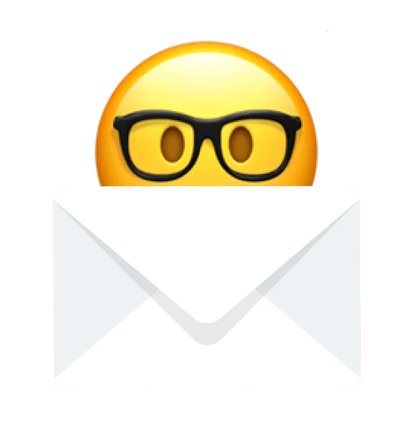 nerd face emoji behind an envelope