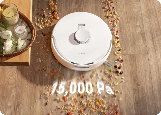 15,000 Pa Tonador Suction Equipped with 15,000Pa hyper suction, it removes over 99% of particles even from carpets, leaving no debris behind.