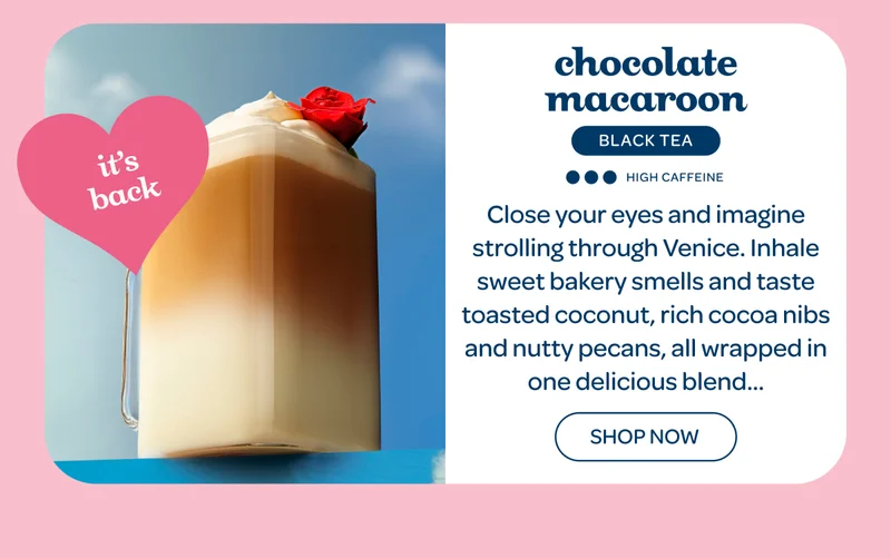 Chocolate Macaroon - Close your eyes and imagine strolling through Venice. Inhale sweet bakery smells and taste toasted coconut, rich cocoa nibs and nutty pecans, all wrapped in one delicious blend… - Shop now