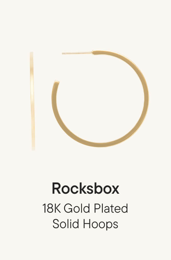 18K Gold Plated Solid Hoops