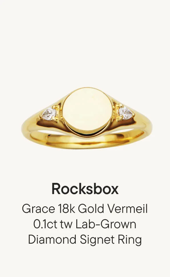 Grace 18k Gold Vermeil 0.1ct tw Lab-Grown Diamond Signet Ring