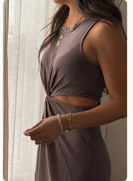 Around The World Front Twist Dress in Woodland