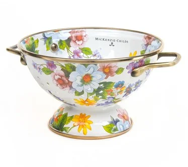 MacKenzie-Childs White Flower Market Small Colander
