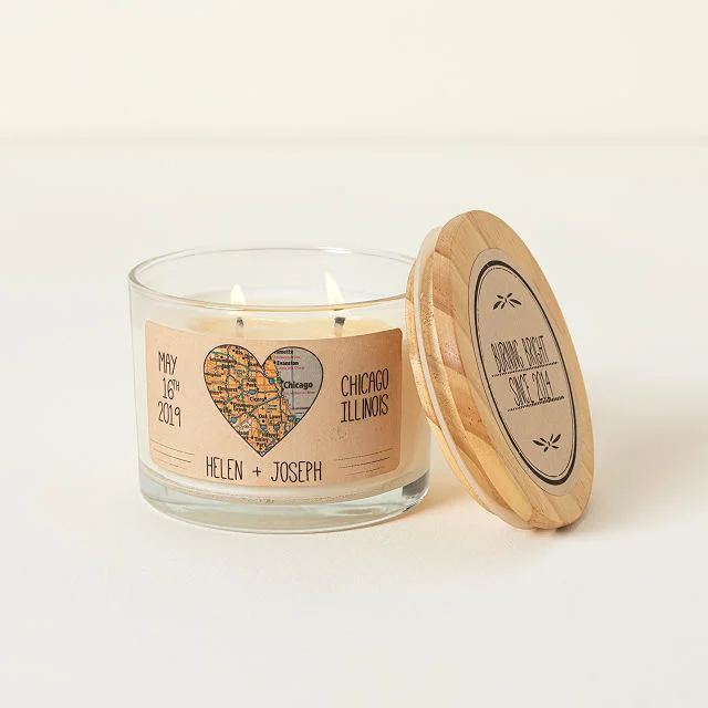 Anniversary Map Candle