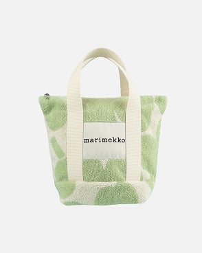 Terry cloth green spa tote bag.