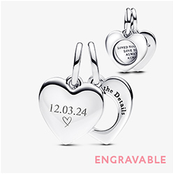 Engravable Heart Magnifying Glass Double Dangle Charm