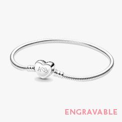 Pandora Moments Engravable Heart Clasp Snake Chain Bracelet