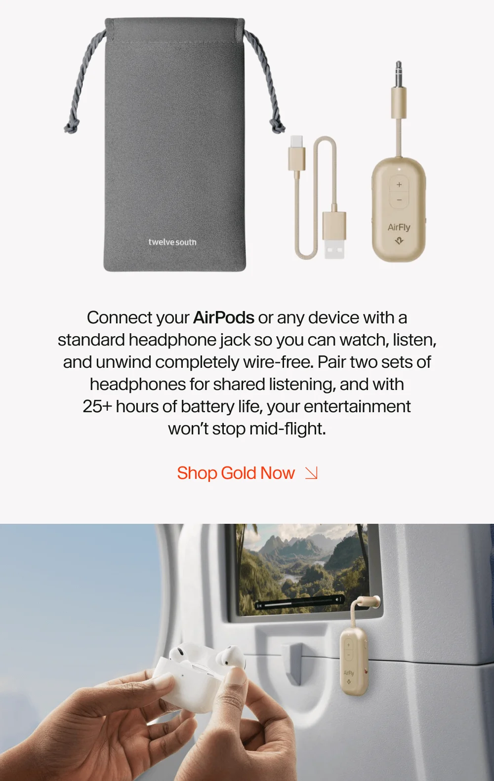 AirFly Pro 2 is now available in gold. With a timeless new finish, wireless audio has never looked better.