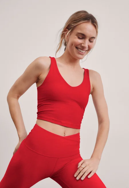 Spacedye Good Day Cropped Tank in Candy Apple Red Heather