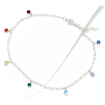 Diamonique Choice of Clear or Multicolor Anklet, Sterling Silver