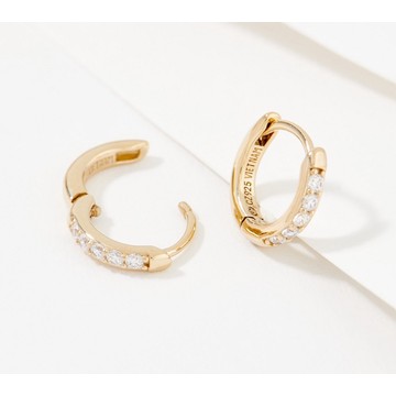 Diamonique x Courtney Khondabi 11mm Huggie Hoops, Sterling