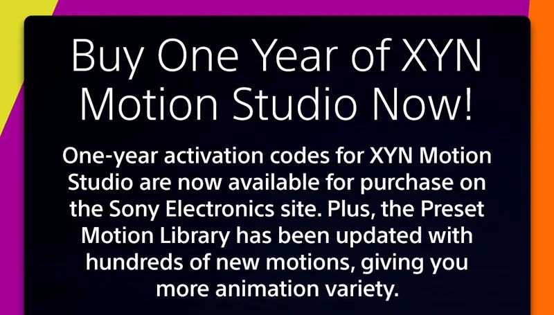 Buy One Year of XYN Motion Studio Now
