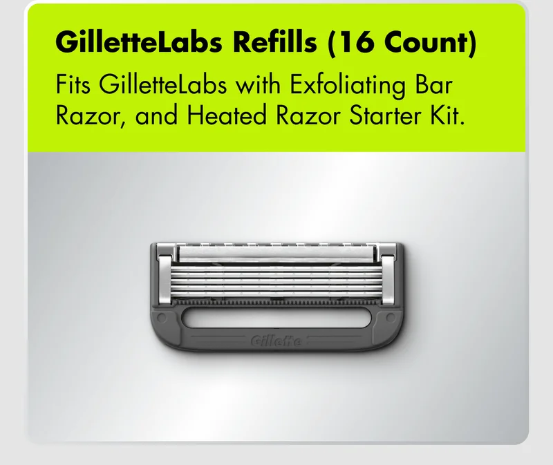 GilletteLabs Refills (16 Count). Fits GilletteLabs Exfoliating Bar Razor, and Heated Razor Starter Kit.