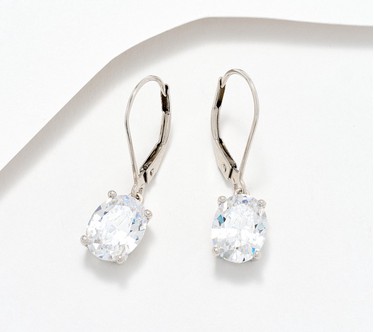 Diamonique Classics Choice of Cut Leverback Earrings, Sterl