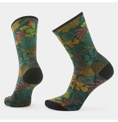 Bike Aloha Forest Print Crew Socks