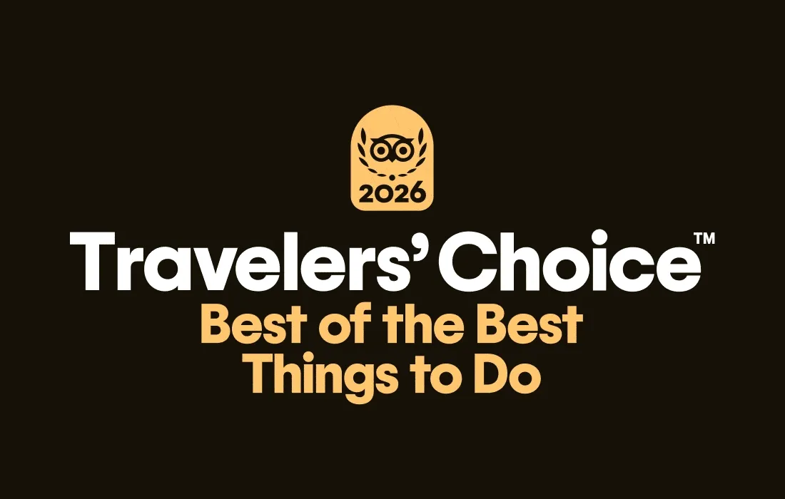 Image Description: A rotating gif of images including “Travelers’ Choice Best of the Best Things to Do,” three people smiling in front of a building in Barcelona, two people in a UTV, and two people on a jet ski. A gold 2026 Travelers’ Choice Best of the Best badge is on each image.