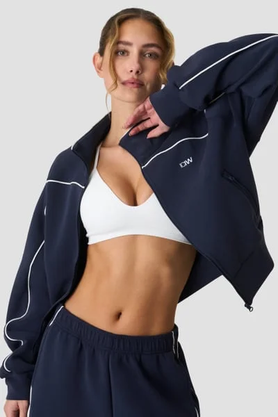 Image of Contrast Zip Jacket  Midnight Blue