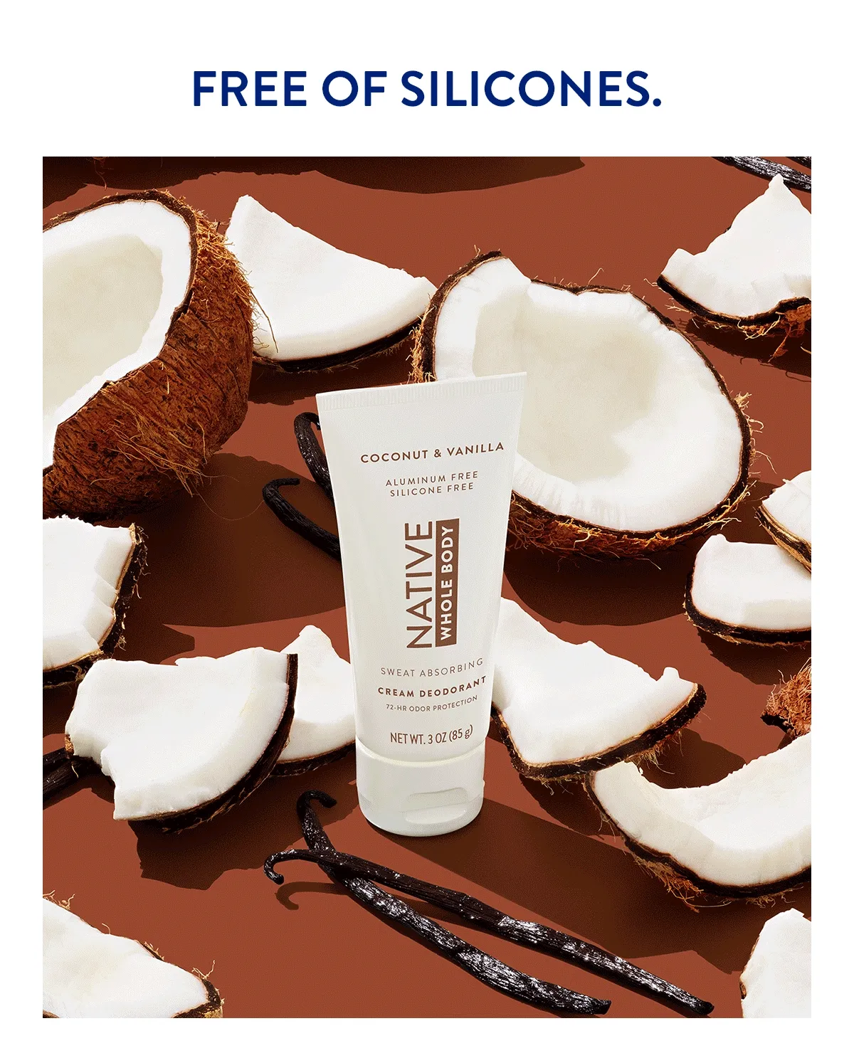 FREE OF SILICONES. FREE OF ALUMINUM. FREE OF PARABENS AND DYES.