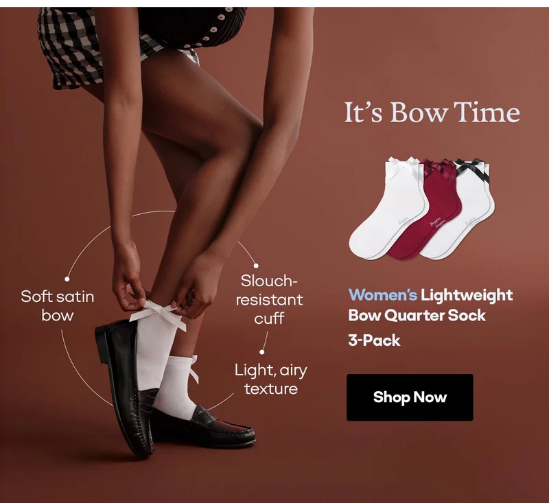 It's Bow Time | Women's Lightweight Bow Quarter Sock 3-Pack | Shop Now