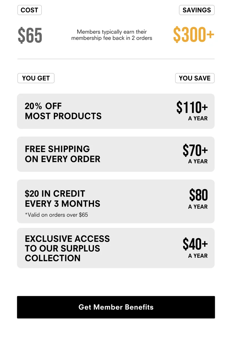 Get member benefits