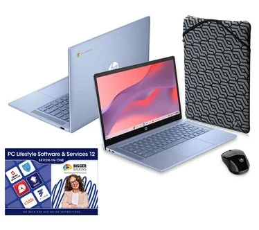 HP 14" Chromebook 4GB 128GB SSD w/ HP Mouse & Laptop Sleeve