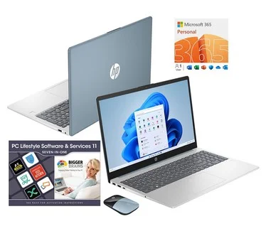 HP 15" Laptop Intel 8GB RAM 512GB SSD with HP Wireless Mouse & MS365