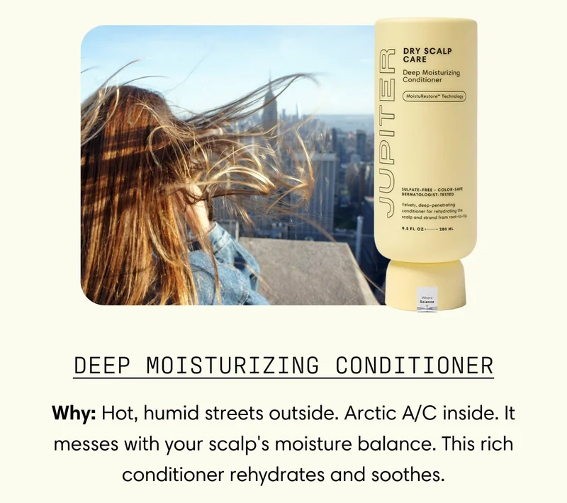 Deep Moisturizing Conditioner - Why: Hot, humid streets outside. Arctic A/C inside. It messes with your scalp's moisture balance.&nbsp; This rich conditioner rehydrates and soothes.