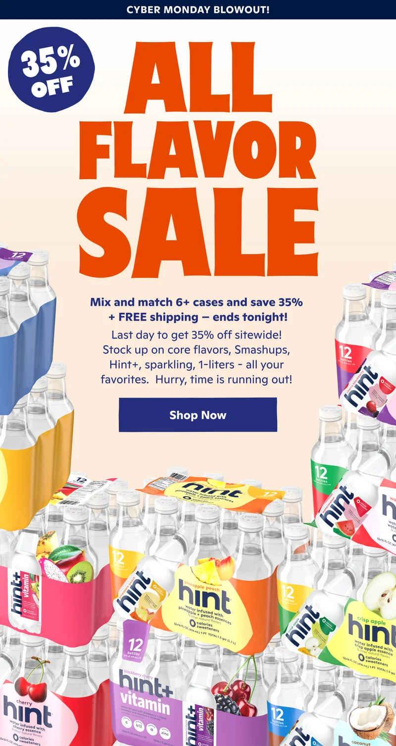 All Flavor Sale: Mix & match 6+ cases and save 35% + FREE shipping
