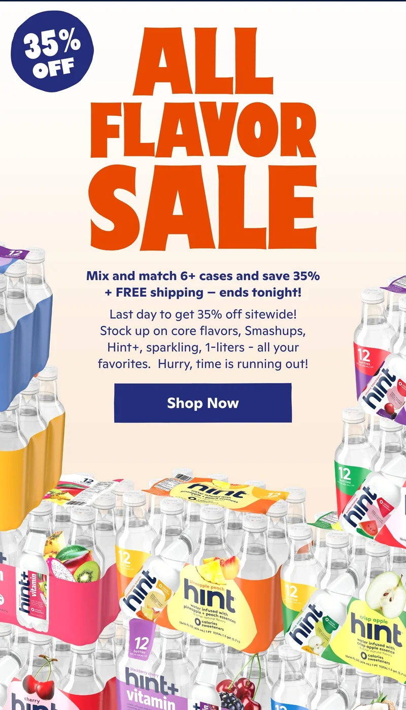 All Flavor Sale: Mix & match 6+ cases and save 35% + FREE shipping
