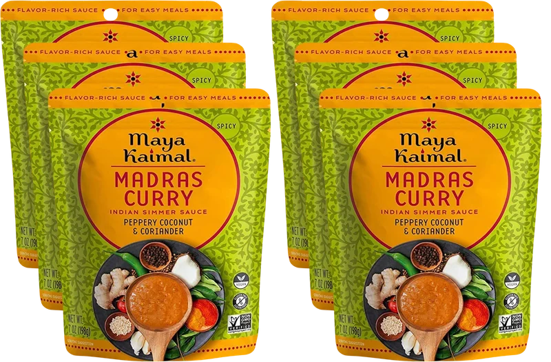 Image of Maya Kaimal Madras Curry Simmer Sauce Pouch (6 Pack)