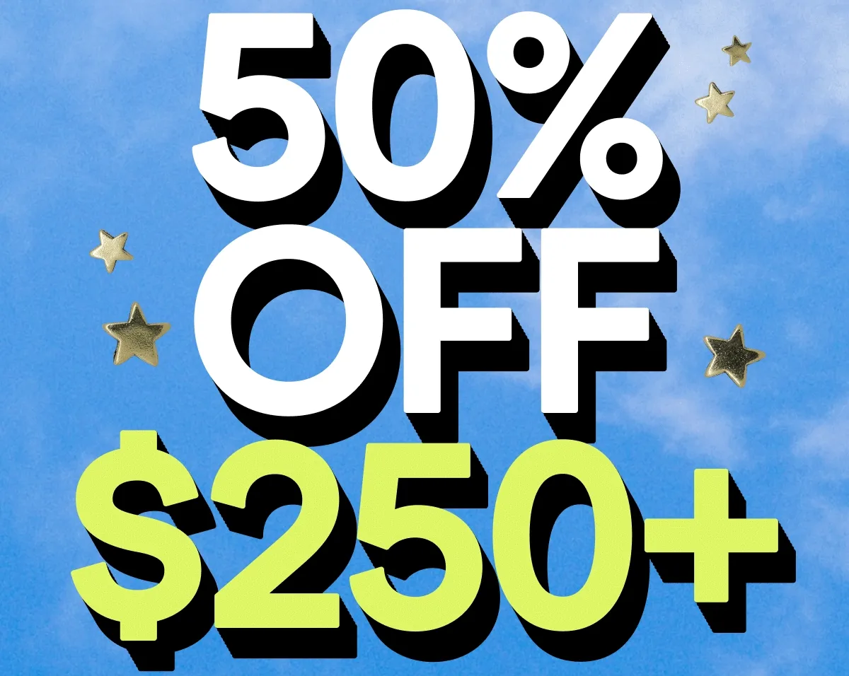 50% off 250+