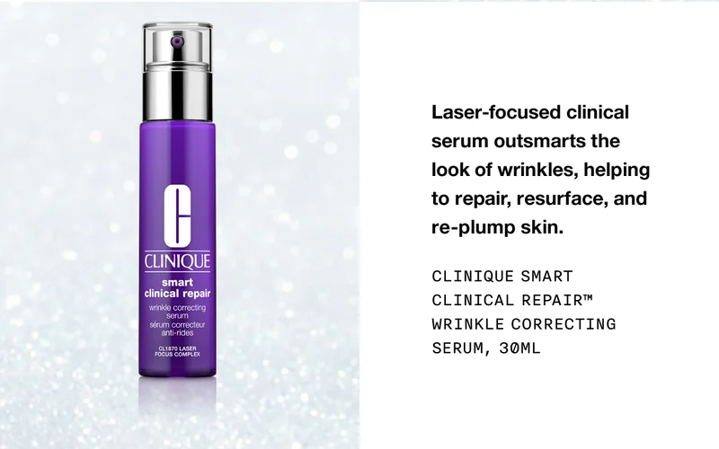 Laser-focused clinical serum outsmarts the look of wrinkles, helping to repair, resurface, and re-plump skin. Clinique Smart Clinical Repair™ Wrinkle Correcting Serum, 30ml