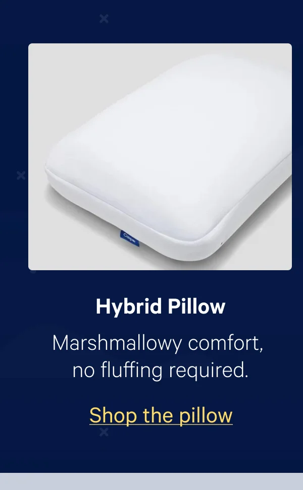 Hybrid Pillow; Marshmallowy comfort, no fluffing required.