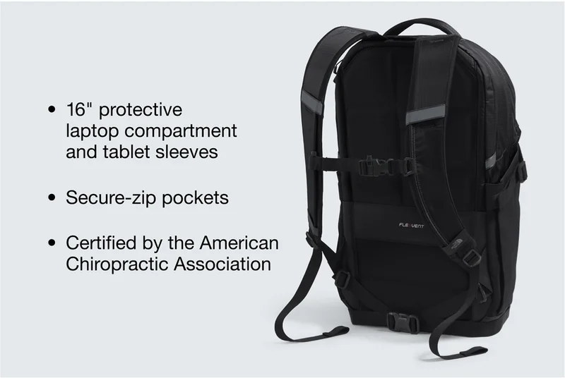 16" protective laptop compartment and tablet sleeves - Secure-zip pockets - Certified by the American Chiropractic Association