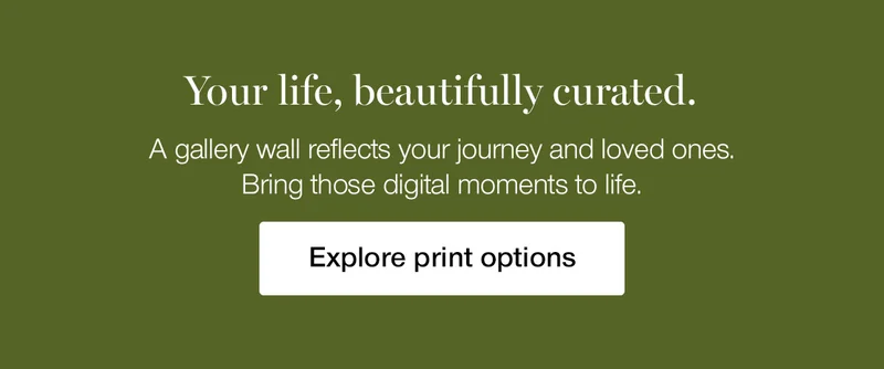 Your life, beautifully curated. A gallery wall reflects your journey and loved ones. Bring those digital moments to life.